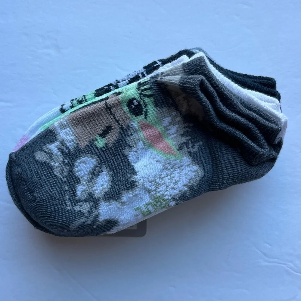 🆕 Girls 6 Pairs No-Show Socks Star Wars Mandalorian Shoe Size 7.5-3.5